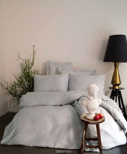 Постельное белье Issimo Home SIMPLY SATIN хлопковый сатин делюкс серый 1,5 спальный, фото, фотография