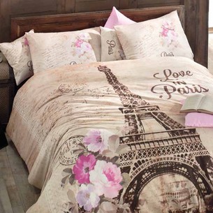 Постельное белье Issimo Home RANFORCE PARIS хлопковый ранфорс пудра 1,5 спальный