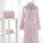Халат женский с тапочками Soft Cotton ROSE хлопковая махра розовый M, фото, фотография