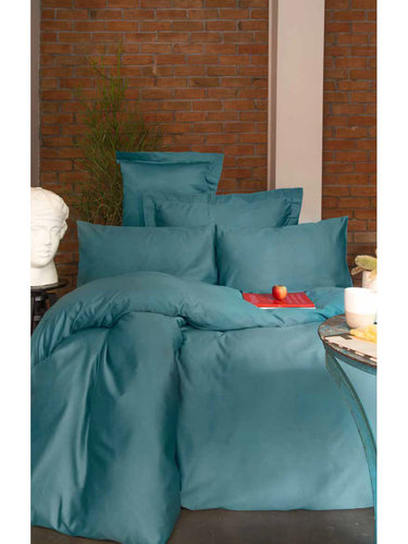 Постельное белье Issimo Home SIMPLY SATIN хлопковый сатин делюкс голубой 1,5 спальный, фото, фотография