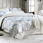 Постельное белье Issimo Home SATIN DECO ROSE хлопковый сатин делюкс белый+голубой евро, фото, фотография