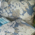 Постельное белье Issimo Home SATIN DECO ROSE хлопковый сатин делюкс белый+голубой евро, фото, фотография