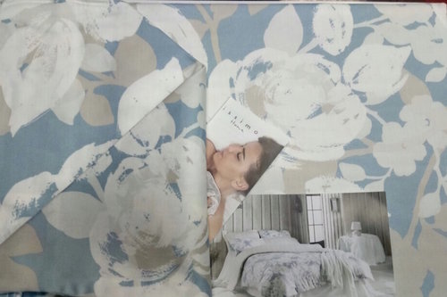 Постельное белье Issimo Home SATIN DECO ROSE хлопковый сатин делюкс белый+голубой евро, фото, фотография