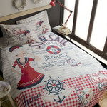 Комплект подросткового постельного белья Issimo Home RANFORCE NAVY GIRL хлопковый ранфорс 1,5 спальный, фото, фотография