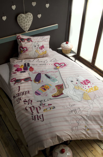 Комплект подросткового постельного белья Issimo Home RANFORCE SHOPPING GIRL хлопковый ранфорс 1,5 спальный, фото, фотография