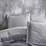 Постельное белье с покрывалом-пике Cotton Box NATURE хлопковый ранфорс серый евро, фото, фотография