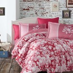 Постельное белье Hobby Home Collection AMALIA хлопковый сатин бордовый 1,5 спальный, фото, фотография
