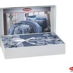 Постельное белье Hobby Home Collection AMALIA хлопковый сатин синий 1,5 спальный, фото, фотография
