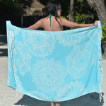 Полотенце пештемаль для пляжа, сауны, бани Begonville BAMBOO LACE бамбук/хлопок turquoise 100х180, фото, фотография