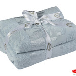 Подарочный набор полотенец для ванной 50х90, 70х140 Hobby Home Collection VERSAL хлопковая махра голубой, фото, фотография