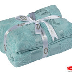 Подарочный набор полотенец для ванной 50х90, 70х140 Hobby Home Collection VERSAL хлопковая махра зелёный, фото, фотография