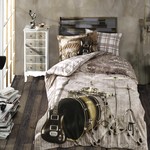 Детское подростковое постельне белье Hobby Home Collection ROCK MUSIC хлопковый поплин коричневый 1,5 спальный, фото, фотография