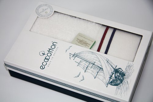 Полотенце для ванной в подарочной упаковке Ecocotton MARITIME органический хлопок белый 50х90, фото, фотография