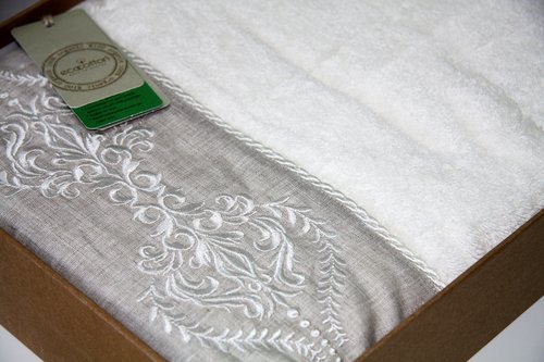Полотенце для ванной в подарочной упаковке Ecocotton HANZADE органический хлопок кремовый 80х150, фото, фотография