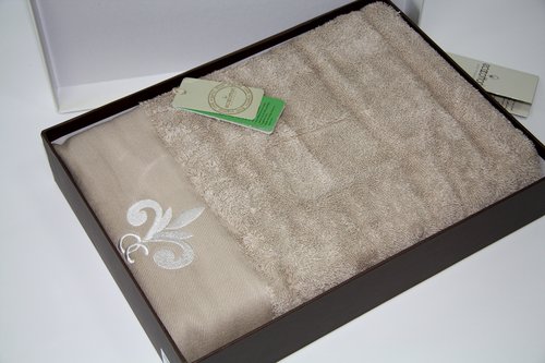 Полотенце для ванной в подарочной упаковке Ecocotton BEYZADE органический хлопок бежевый 50х90, фото, фотография