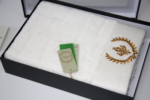 Полотенце для ванной в подарочной упаковке Ecocotton AHSEN органический хлопок мужской кремовый 80х150, фото, фотография