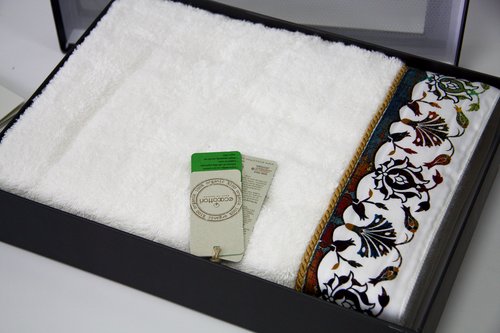 Полотенце для ванной в подарочной упаковке Ecocotton AHSEN органический хлопок женский кремовый 80х150, фото, фотография