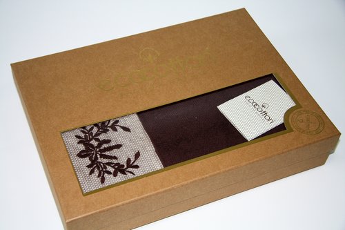 Полотенце для ванной в подарочной упаковке Ecocotton PIETRA органический хлопок коричневый 50х90, фото, фотография