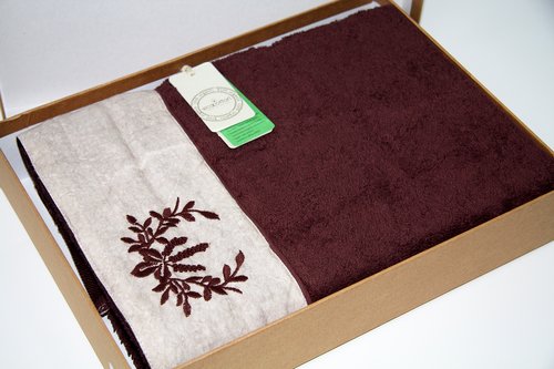 Полотенце для ванной в подарочной упаковке Ecocotton PIETRA органический хлопок коричневый 50х90, фото, фотография