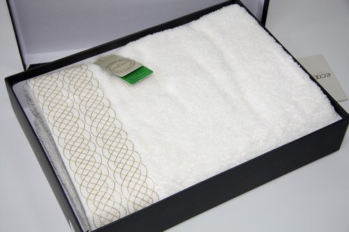 Полотенце для ванной в подарочной упаковке Ecocotton TUGRA органический хлопок кремовый 80х150, фото, фотография