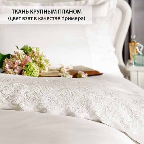 Постельное белье Tivolyo Home ALIANZ хлопковый сатин делюкс бежевый евро, фото, фотография