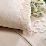 Постельное белье Tivolyo Home ALIANZ хлопковый сатин делюкс бежевый евро, фото, фотография