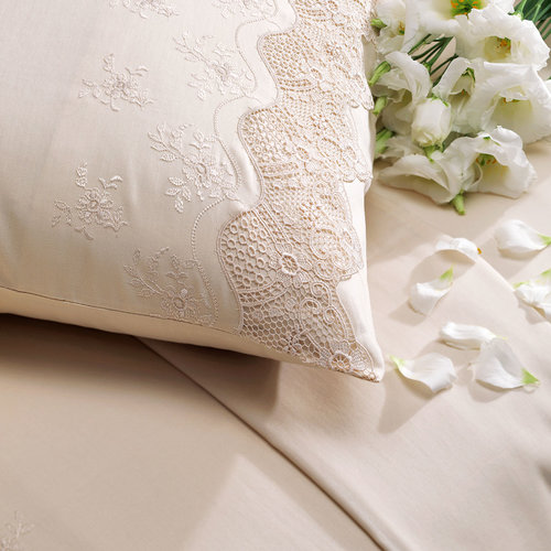 Постельное белье Tivolyo Home ALIANZ хлопковый сатин делюкс бежевый евро, фото, фотография