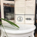 Подарочный набор полотенец для ванной 2 пр. Tivoyo Home ANCHOR хлопковая вафля кремовый, фото, фотография