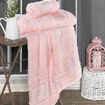 Полотенце для ванной Karna ARMOND бамбуковая махра розовый 90х150, фото, фотография
