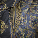Постельное белье Issimo Home RANFORCE TEODORA хлопковый ранфорс синий, золотистый евро, фото, фотография