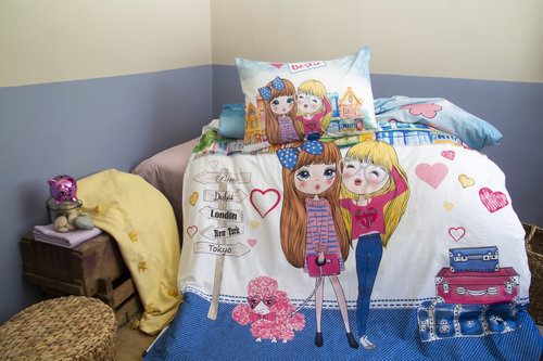 Комплект подросткового постельного белья Issimo Home RANFORCE BESTIE хлопковый ранфорс голубой 1,5 спальный, фото, фотография