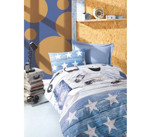 Постельное белье детское Cotton Box MODUS хлопковый ранфорс голубой 1,5 спальный, фото, фотография