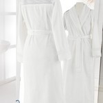 Халат с полотенцами Soft Cotton QUEEN хлопковая махра кремовый L, фото, фотография