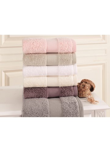Набор полотенец для ванной в подарочной упаковке 32х50 3 шт. Soft Cotton DELUXE хлопковая махра розовый, фото, фотография
