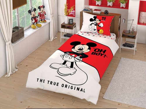Детское постельное белье TAC MICKEY CEK хлопковый ранфорс 1,5 спальный, фото, фотография