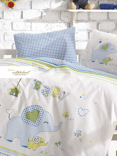 Постельное белье для новорожденных Istanbul Home Collection HAPPY синий, фото, фотография