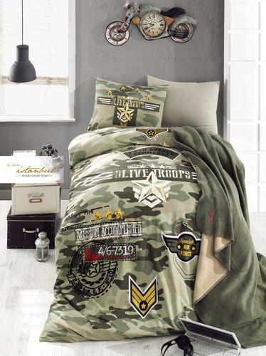 Детское постельное белье с пледом Istanbul Home Collection GENC RANFORCE PEACE хлопковый ранфорс 1,5 спальный, фото, фотография