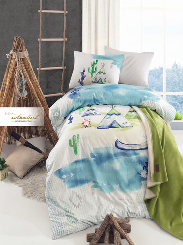 Детское постельное белье с пледом Istanbul Home Collection GENC RANFORCE SCOUT хлопковый ранфорс 1,5 спальный, фото, фотография