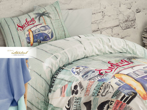 Детское постельное белье с пледом Istanbul Home Collection GENC RANFORCE SURFER хлопковый ранфорс 1,5 спальный, фото, фотография