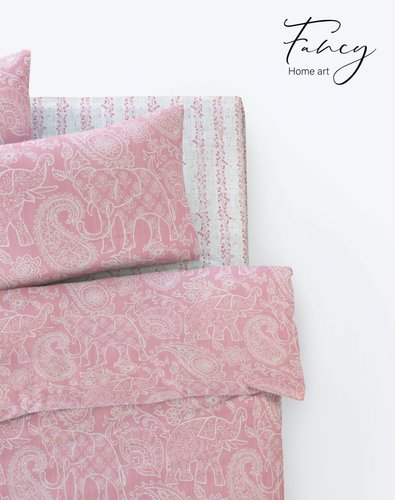 Постельное белье Istanbul Home Collection FANCY BOHEM ранфорс розовый евро, фото, фотография