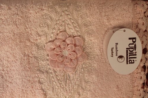 Полотенце для ванной в подарочной упаковке Pupilla STIL бамбуковая махра розовый 50х90, фото, фотография