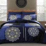 Постельное белье TAC DELUX MILLA хлопковый сатин deluxe синий евро, фото, фотография