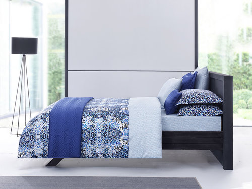 Постельное белье TAC METROPOL DREAM хлопковый сатин делюкс синий евро, фото, фотография