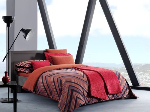 Постельное белье TAC METROPOL VOLUM хлопковый сатин делюкс красный евро, фото, фотография