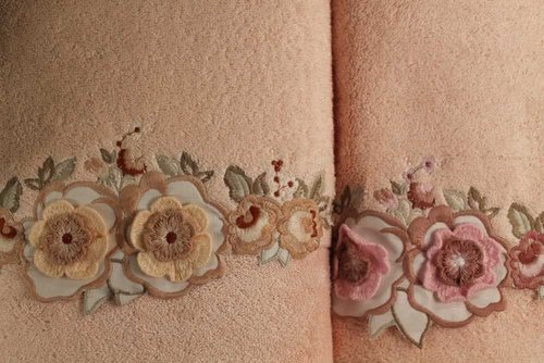 Набор полотенец для ванной в подарочной упаковке 2 пр. Pupilla ANEMON бамбуковая махра розовый, фото, фотография