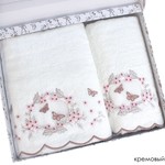 Набор полотенец для ванной в подарочной упаковке 2 пр. Pupilla ARMONI бамбуковая махра белый, фото, фотография