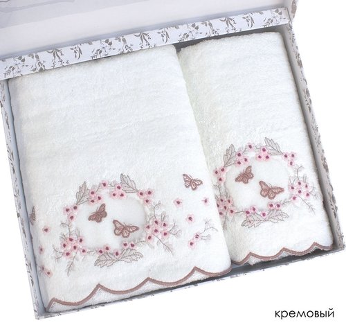 Набор полотенец для ванной в подарочной упаковке 2 пр. Pupilla ARMONI бамбуковая махра белый, фото, фотография