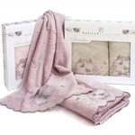 Набор полотенец для ванной в подарочной упаковке 2 пр. Pupilla ARMONI бамбуковая махра розовый, фото, фотография
