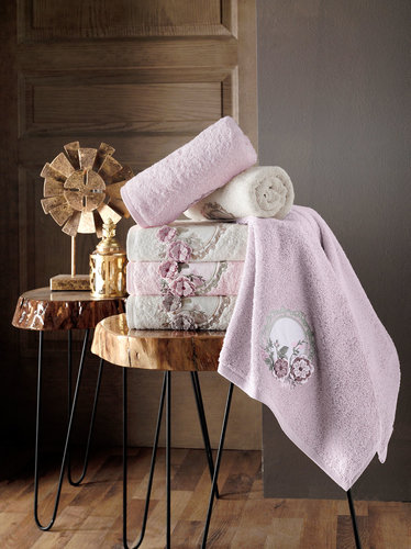 Набор полотенец для ванной в подарочной упаковке 2 пр. Pupilla HAYAL бамбуковая махра кофейный, фото, фотография