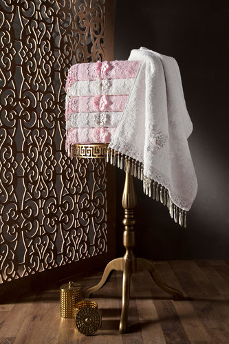 Набор полотенец для ванной в подарочной упаковке 2 пр. Pupilla STIL бамбуковая махра розовый, фото, фотография